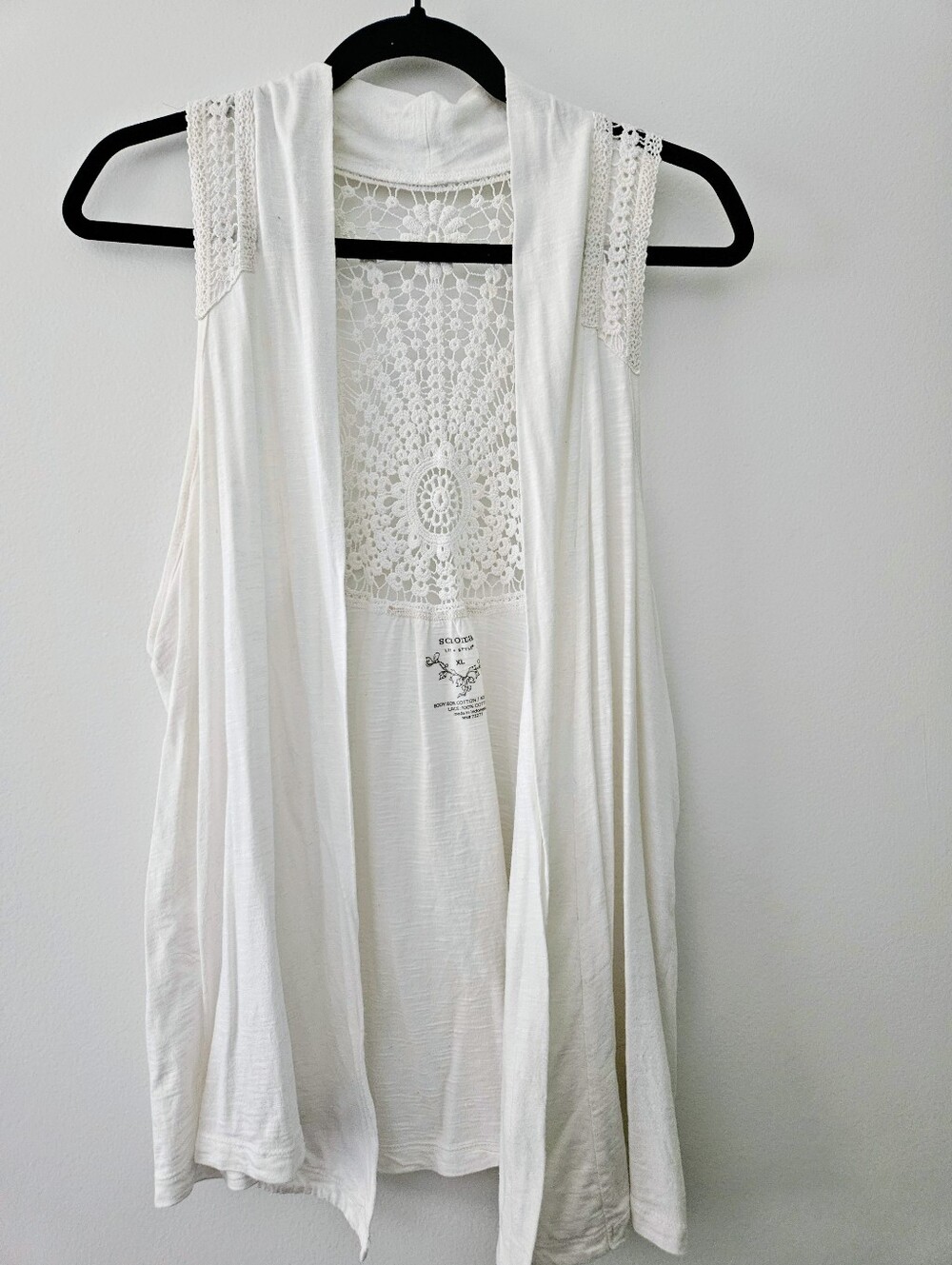 Cotton Blend Sonoma Life + Style White Crochet Back Vest Cardigan Boho XL